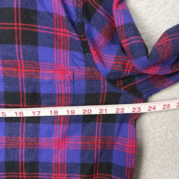L.L. Bean Womens Flannel Shirt Relaxed Fit XL Purple blue Oversized Cabincore - Picture 5 of 10